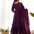 Plum purple chinon silk sharara suit with zari sequins embroidery and chinon dupatta