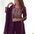 Plum purple chinon silk sharara suit with zari sequins embroidery and chinon dupatta