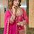 Pink Organza Lehenga Set with Heavy Embroidered Jacket Blouse and Zari Work Dupatta