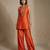 Rust orange embroidered raw silk co ord set