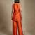 Rust orange embroidered raw silk co ord set