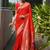 Red soft banarasi silk paithani saree with rich zari & meena woven shiny pallu, zari butties & tassels