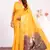 Yellow extraordinary banarasi silk blend saree with resham weave peacock pallu & zari border