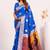 Royal blue extraordinary banarasi silk saree with resham weave peacock pallu & zari border