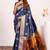 Navy blue extraordinary banarasi silk saree with resham weave peacock pallu & zari border