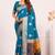 Blue extraordinary banarasi silk saree with resham weave peacock pallu & zari border