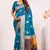 Blue extraordinary banarasi silk saree with resham weave peacock pallu & zari border