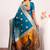 Blue extraordinary banarasi silk saree with resham weave peacock pallu & zari border