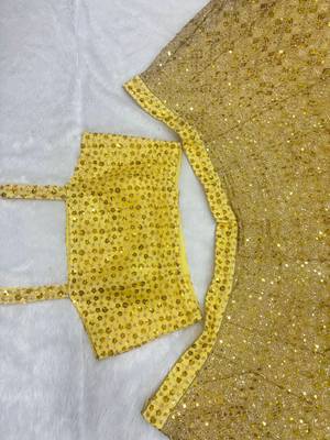 Yellow Sequin Embroidered Net Lehenga Set 3