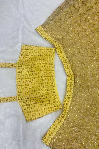 Yellow Sequin Embroidered Net Lehenga Set