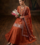 Bronze Simmer Silk Embroidery Work Lehenga Choli