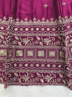 Violet japan satin sequins embroidered lehenga choli with dupatta 5