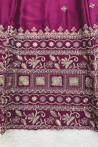 Violet japan satin sequins embroidered lehenga choli with dupatta