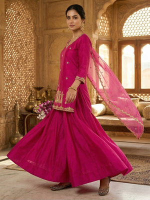 Wedding Wear Embroidery Work Pink Color Top With Lehenga Choli 2