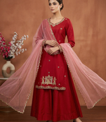 Wedding Wear Embroidery Work Red Color Top With Lehenga Choli