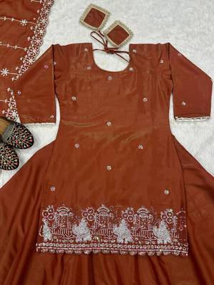 Bronze Simmer Silk Embroidery Work Lehenga Choli 5