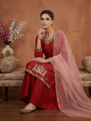 Wedding Wear Embroidery Work Red Color Top With Lehenga Choli 3