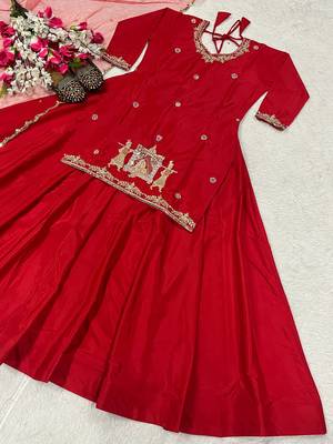 Wedding Wear Embroidery Work Red Color Top With Lehenga Choli 4