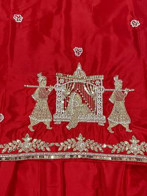 Wedding Wear Embroidery Work Red Color Top With Lehenga Choli 5