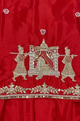 Wedding Wear Embroidery Work Red Color Top With Lehenga Choli