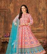 Multicolor art silk geometric print semi stitched size up to 42 salwar suits