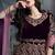 Wine velvet zari work semi stitched size up to 42 salwar suits