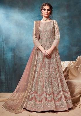 Rose net zari work semi stitched size up to 42 salwar suits 1