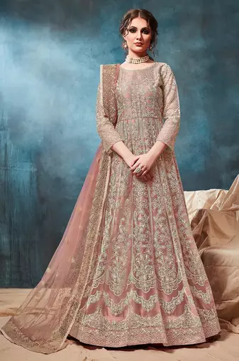 Rose net zari work semi stitched size up to 42 salwar suits
