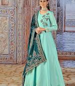 Blue art silk sequins work anarkali salwar kameez