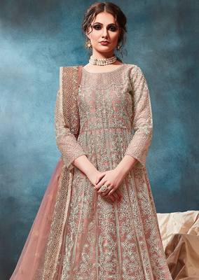 Rose net zari work semi stitched size up to 42 salwar suits 2