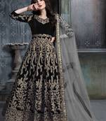 Black  velvet zari work semi stitched size up to 42 salwar suits
