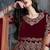 Maroon velvet zari work semi stitched size up to 42 salwar suits