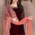 Maroon velvet zari work semi stitched size up to 42 salwar suits