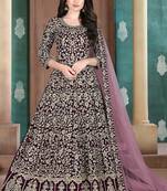 Purple georgette zari work semi stitched size up to 42 salwar suits