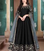 Black silk zari work semi stitched size up to 42 salwar suits