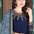 Blue silk zari work semi stitched size up to 42 salwar suits