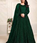Green net stone work semi stitched size up to 42 salwar suits