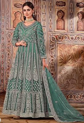 Black net stone work semi stitched size up to 42 salwar suits 1