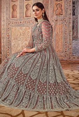 Purple net stone work semi stitched size up to 42 salwar suits 2