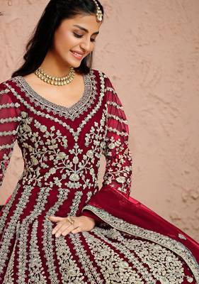 Pink net sequins work semi stitched size up to 42 salwar suits 2