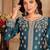 Teal green art silk sequins work semi stitched size up to 42 salwar suits
