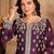 Purple art silk sequins work semi stitched size up to 42 salwar suits