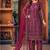 Wine net sequins work semi stitched size up to 42 salwar suits