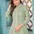 Green net sequins work semi stitched size up to 42 salwar suits