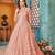 Peach net sequins work semi stitched size up to 42 salwar suits