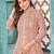 Peach net sequins work semi stitched size up to 42 salwar suits