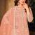 Peach net sequins work semi stitched size up to 42 salwar suits