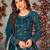 Teal blue net sequins work semi stitched size up to 42 salwar suits