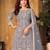 Grey net sequins work semi stitched size up to 42 salwar suits