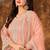 Peach net hand embroidery semi stitched size up to 42 salwar suits